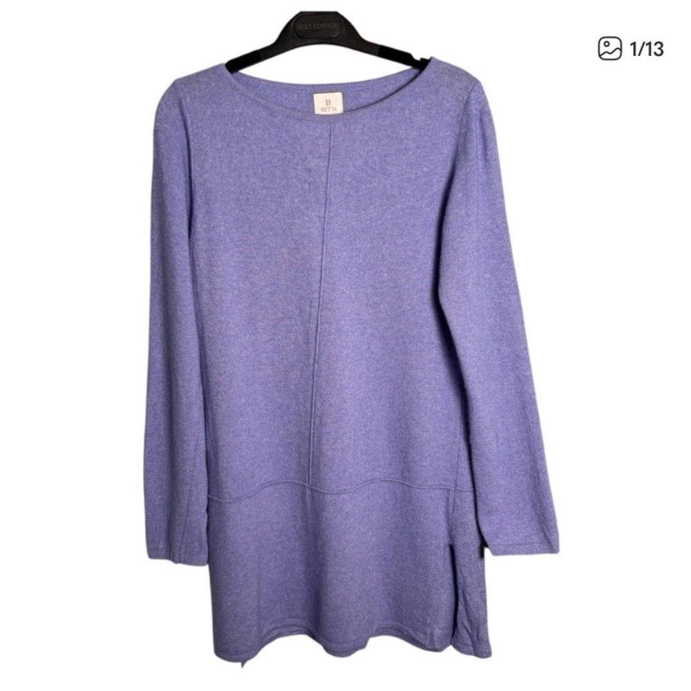 Betta Italy Merino Wool Cashmere Tunic Sweater Size Large Lavender
